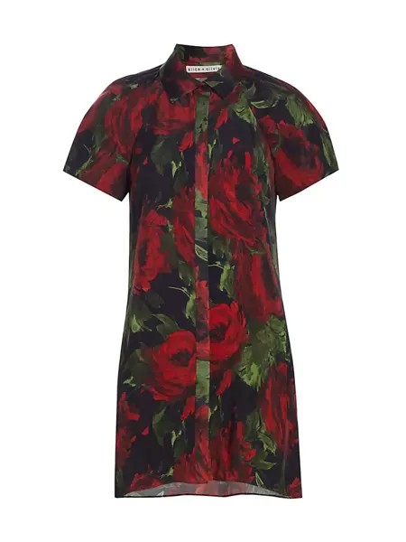 Мини-платье Jem с пышными рукавами и цветочным принтом Alice + Olivia, цвет cloud floral bordeaux