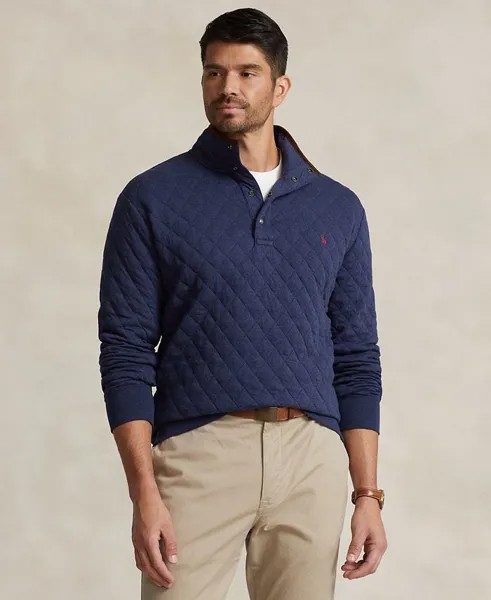 Мужской большой & Высокий стеганый пуловер двойной вязки Polo Ralph Lauren, синий