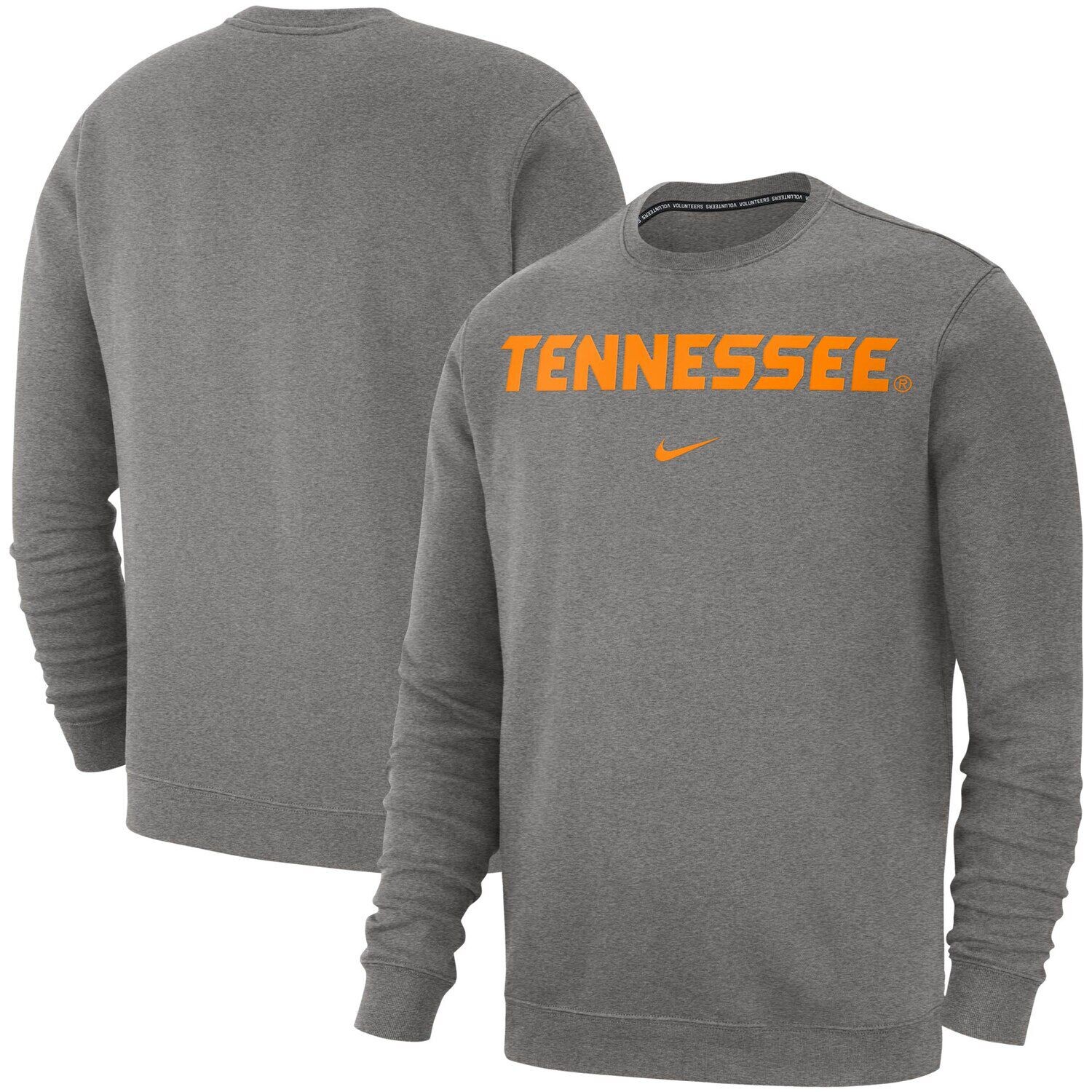 Мужской флисовый свитшот с принтом серого цвета Tennessee Volunteers Club Nike