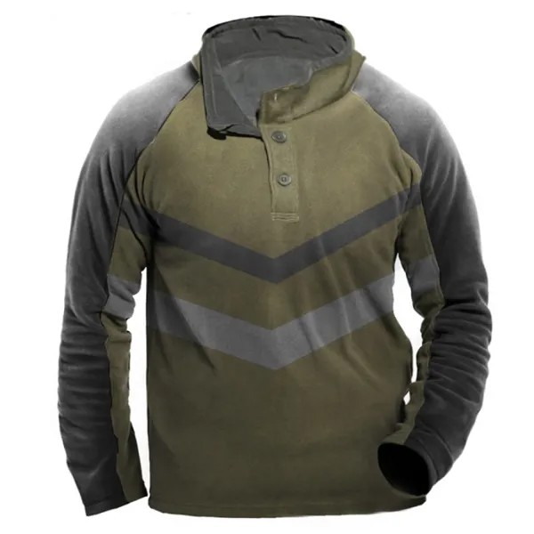 Мужская уличная лыжная теплая флисовая куртка Henley Fleece Tactical Sweatshirt Jacket