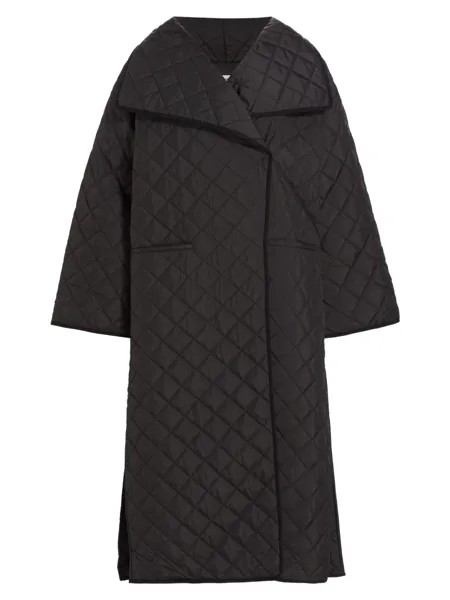 Стеганое пальто оверсайз с разрезом Totême, черный
