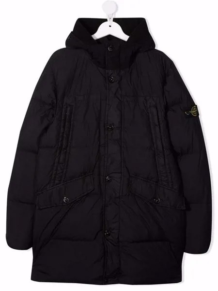 Stone Island Junior пуховик с нашивкой-логотипом