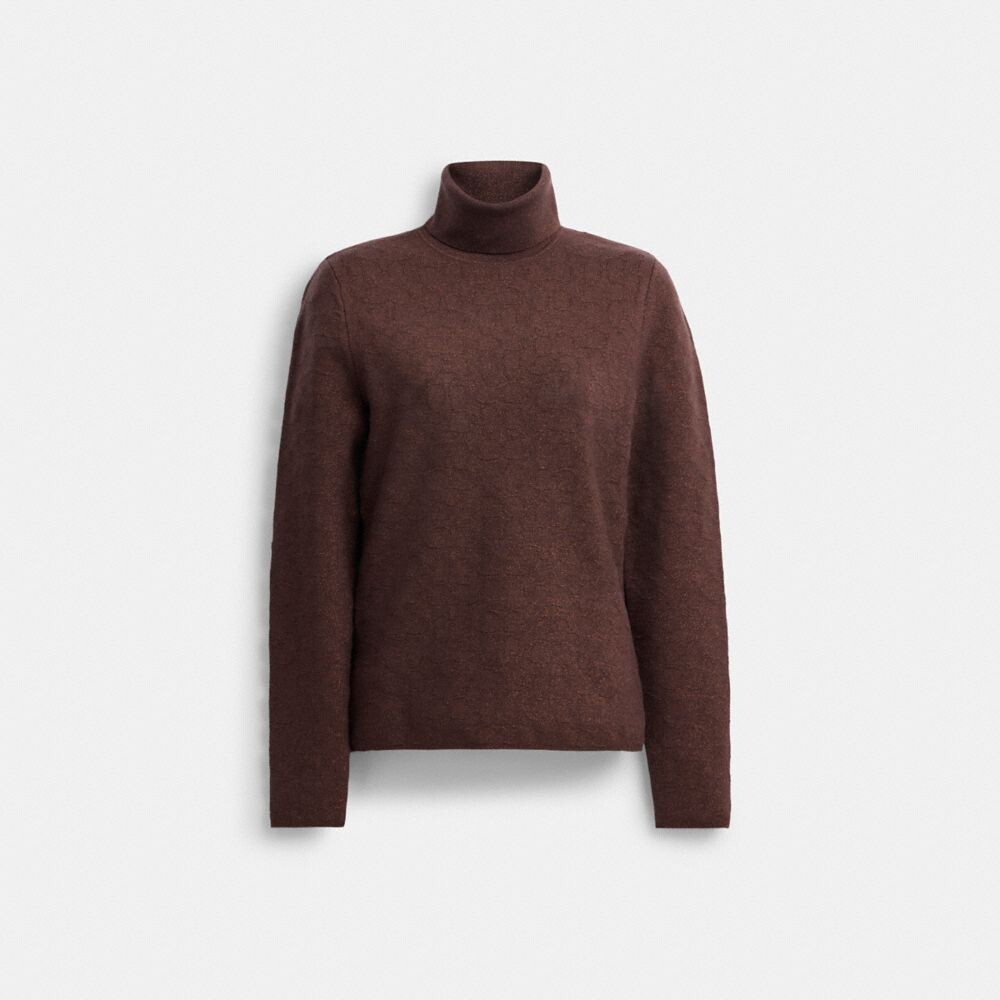 Свитер COACH Lurex Signature Turtleneck, коричневый