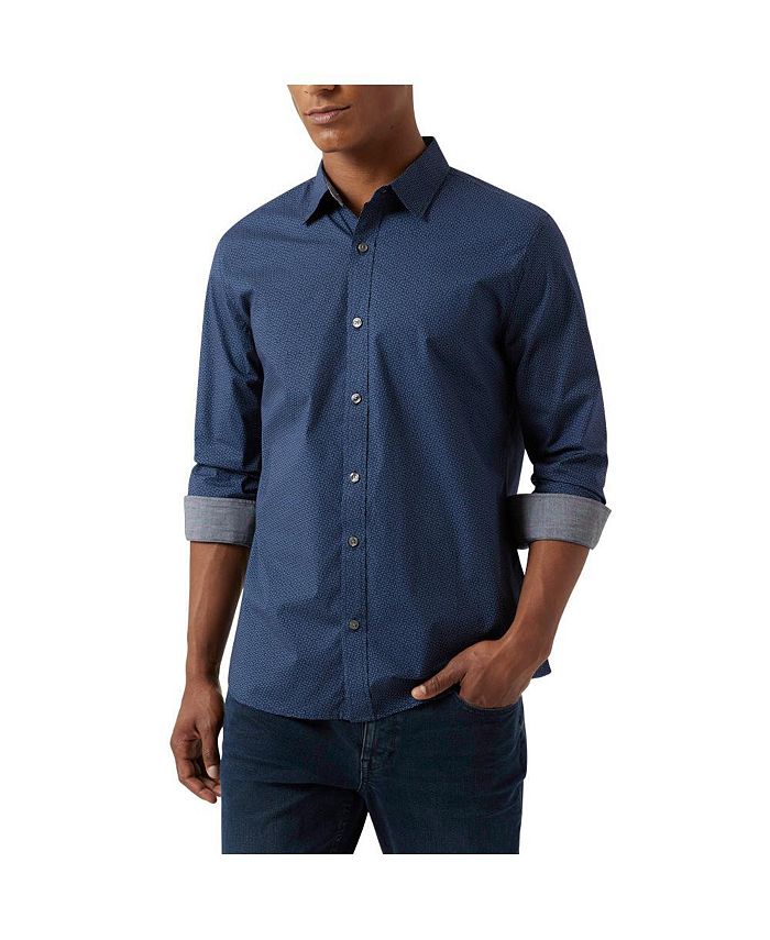 Мужская рубашка из эластичного поплина Remy с длинным рукавом DKNY, синий