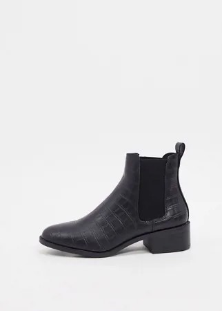 Черные ботинки челси с крокодиловым рисунком New Look-Черный