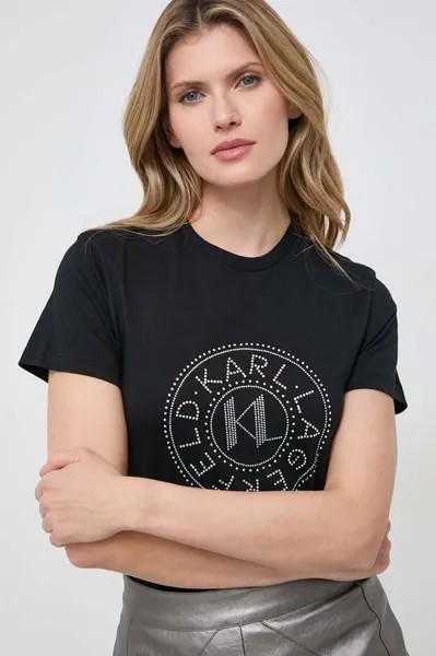 Хлопковая футболка Karl Lagerfeld, черный