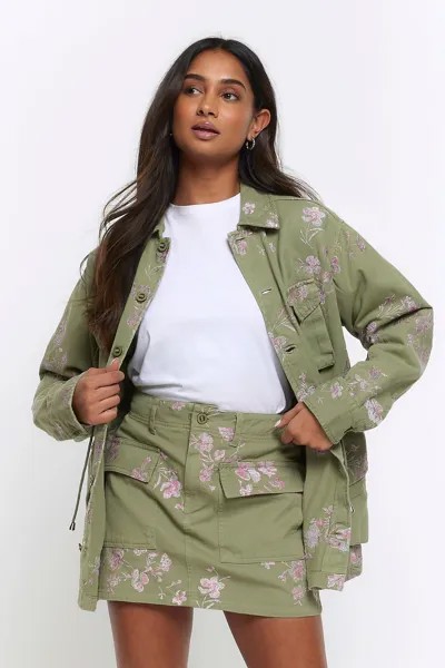 Вышитая мини-юбка в стиле карго River Island, хаки