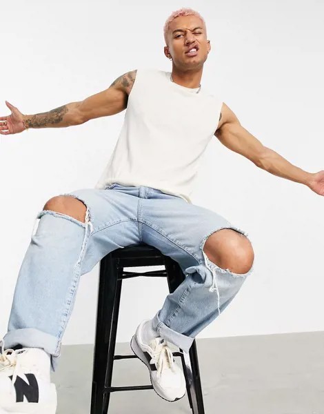 Белая майка из вязаного хлопкового трикотажа ASOS DESIGN-Белый