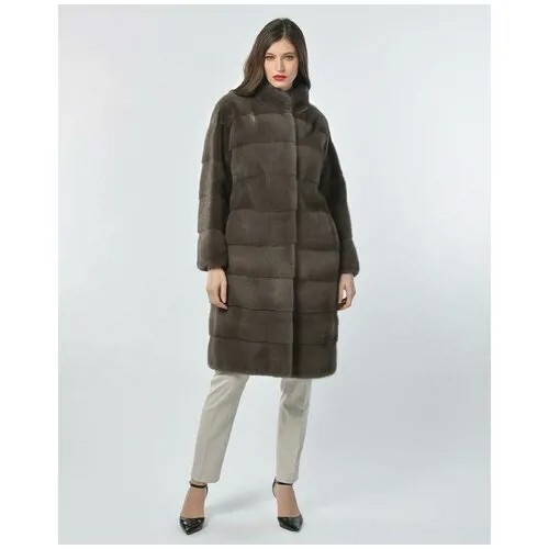 Пальто Manakas Frankfurt, норка, силуэт прямой, карманы, размер 36, коричневый