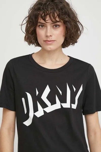 Хлопковая футболка Dkny DKNY, черный