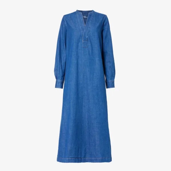 Джинсовое платье миди свободного кроя с v-образным вырезом Polo Ralph Lauren, индиго