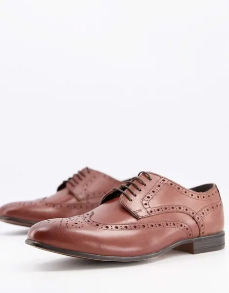 Кожаные коричневые броги Schuh Rowen-Коричневый цвет