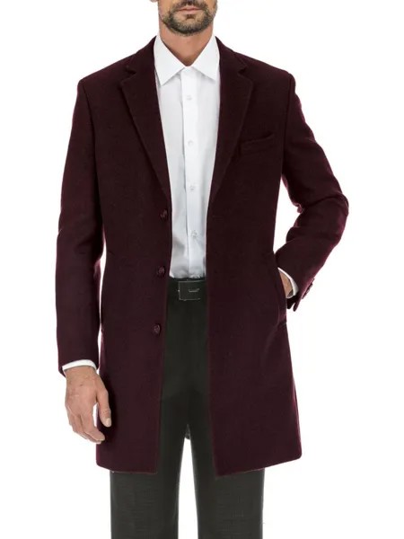 Однобортное полушерстяное пальто English Laundry, цвет Burgundy