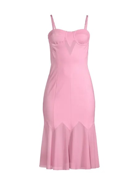 Платье миди-бюстье с шифоновыми панелями Victor Glemaud, розовый
