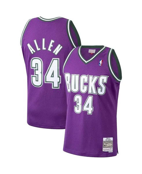 Мужская майка Ray Allen Purple Milwaukee Bucks Hardwood Classics 2000-01 Swingman Mitchell & Ness
