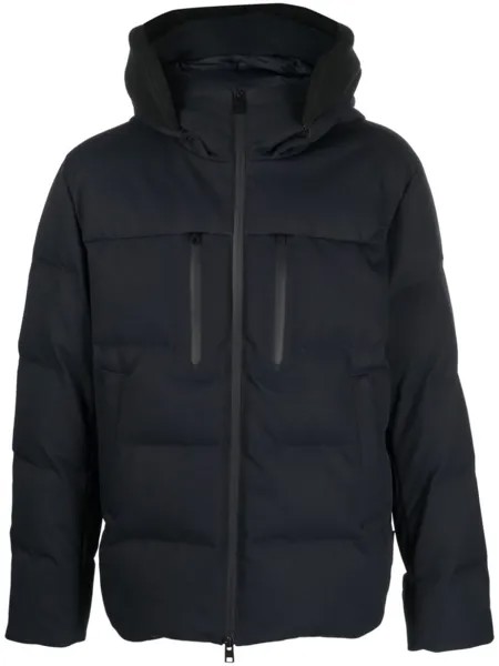 Woolrich пуховик с капюшоном и логотипом, синий