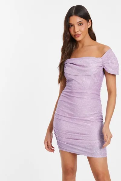 Платье-мини с вырезом-лодочкой и сиреневым блестками QUIZ Clothing