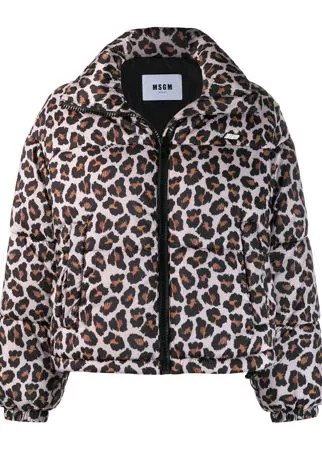 MSGM куртка-бомбер с леопардовым принтом