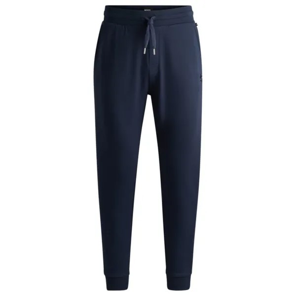 Спортивные брюки из хлопковой махры с двойной монограммой. BOSS, цвет Dark Blue