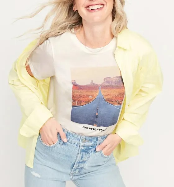 СТАРЫЕ Флотские ЖЕНСКИЕ МЫ УЖЕ ЗДЕСЬ? ФУТБОЛКА ROAD TRIP TOP XS, S, M, L, XL