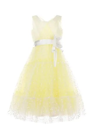 Лимонное платье с белым поясом Aletta детское