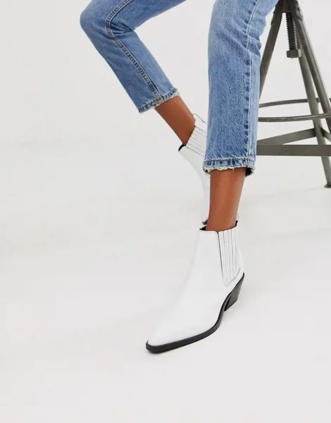 Белые кожаные ботинки челси в стиле вестерн ASOS DESIGN Adelaide-Белый