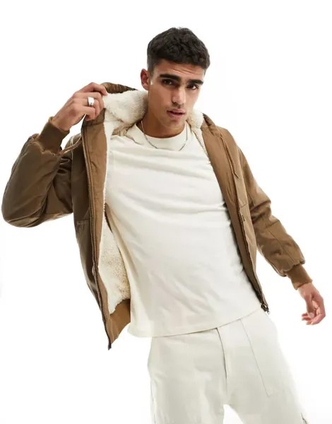 Коричневый бомбер с капюшоном и капюшоном Superdry Vintage Workwear