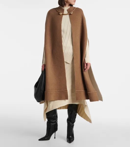Накидка-Букле из смесовой шерсти Stella Mccartney, коричневый