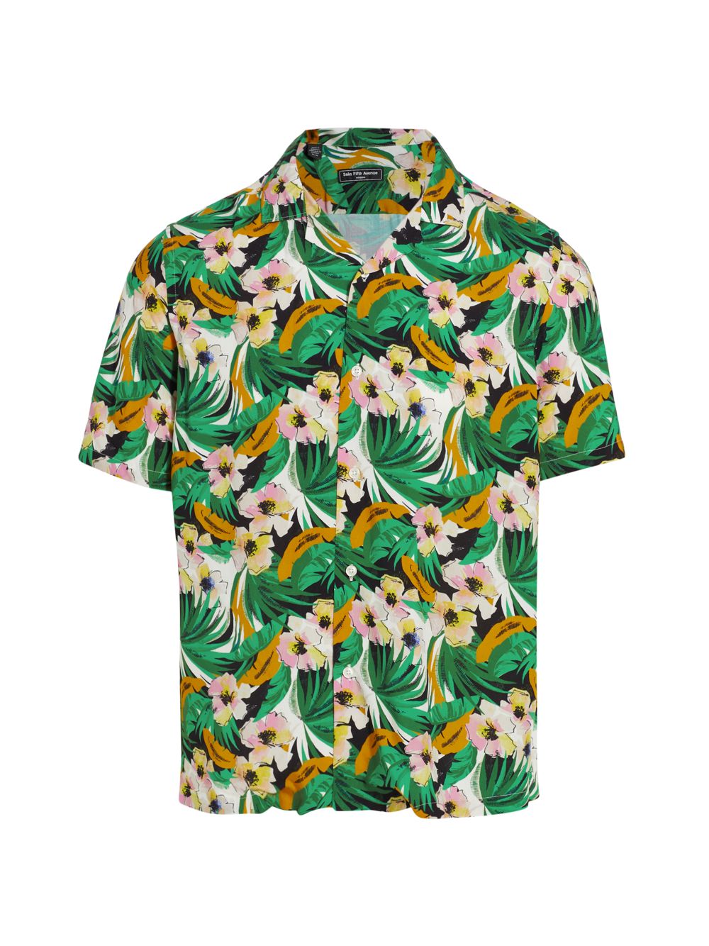 Рубашка Slim Fit с тропическим принтом Saks Fifth Avenue, зеленый