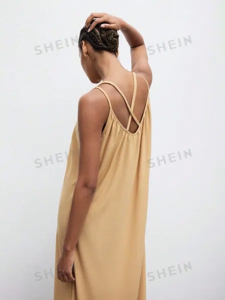 SHEIN Maija однотонное длинное платье без рукавов для женщин, хаки