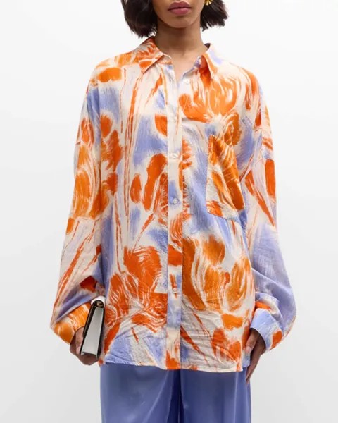 Рубашка Damethyst Oversized с цветочным принтом и пуговицами спереди Essentiel Antwerp