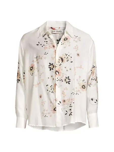 Рубашка из хлопка и шелка с цветочным принтом выше Our Legacy, цвет eastern flower print