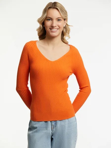 Пуловер женский oodji 63812692 оранжевый 2XL