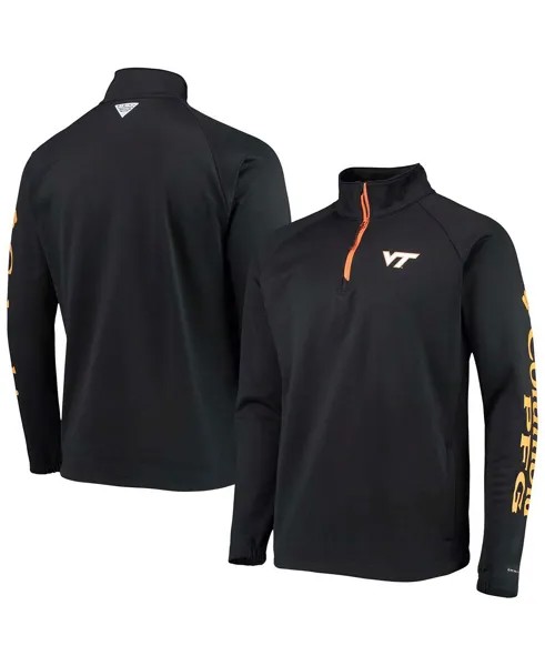 Мужская черная куртка virginia tech hokies terminal tackle из флиса с регланами omni-shade с молнией на четверть Columbia, черный