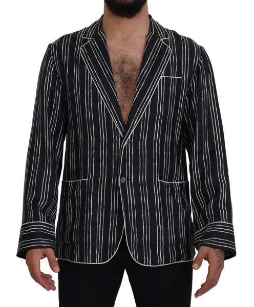DOLCE - GABBANA Пижамная куртка-рубашка из шелка в синюю полоску IT5 / US M Рекомендуемая розничная цена 1500 долларов США