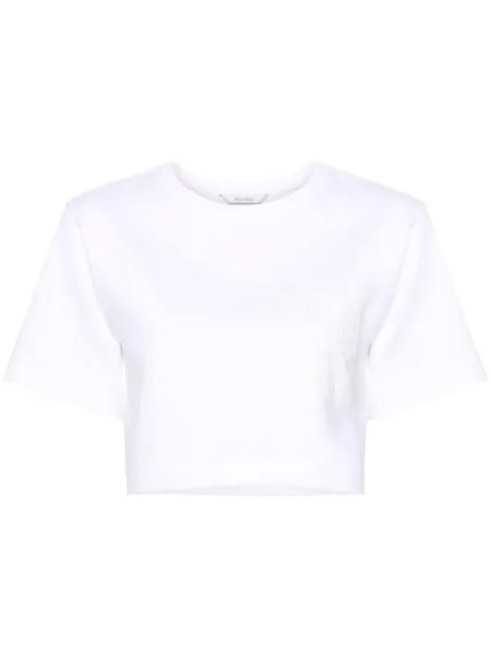 Укороченная футболка с логотипом Max Mara, белый