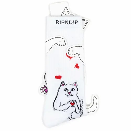 Носки RIPNDIP Носки с котом Лордом Нермалом Ripndip Socks, размер Универсальный, белый