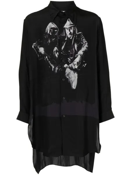 Рубашка с графичным принтом Yohji Yamamoto, черный