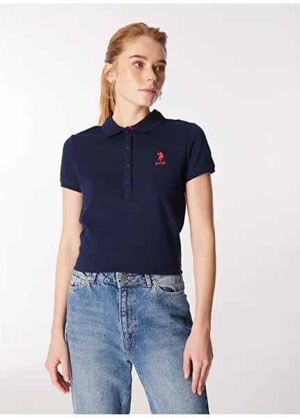 Темно-синяя женская футболка-поло приталенного кроя TP0124 U.S. Polo Assn., темно-синий