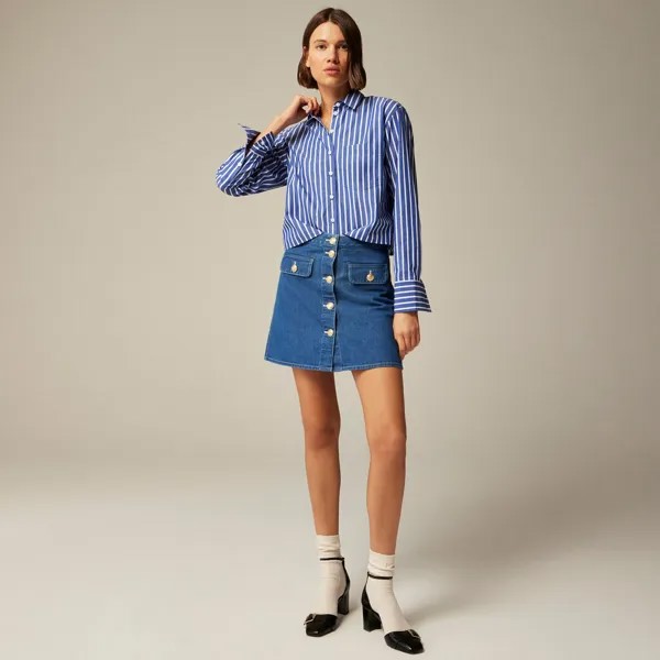 Джинсовая мини-юбка с пуговицами спереди J.Crew, розовый