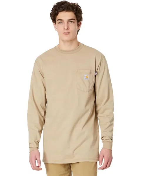Футболка Carhartt Big & Tall Flame-Resistant Force Cotton Long Sleeve, хаки