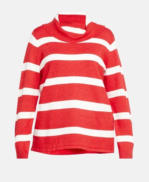Пуловер с высоким воротником Ulla Popken, светло-красный