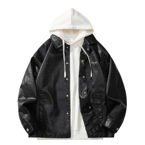 Кожаная куртка унисекс FLOAT, цвет Black + sweatshirt