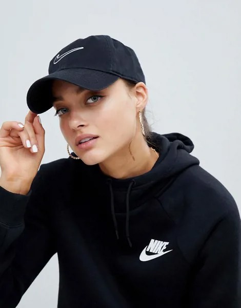 Черная кепка с логотипом Nike-Синий