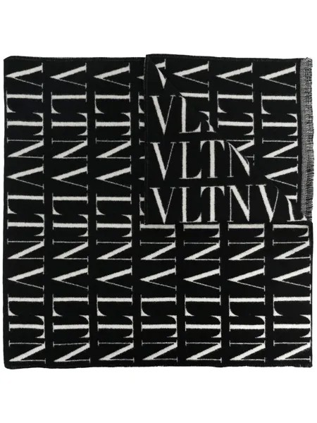 Valentino шарф с бахромой и логотипом VLTN