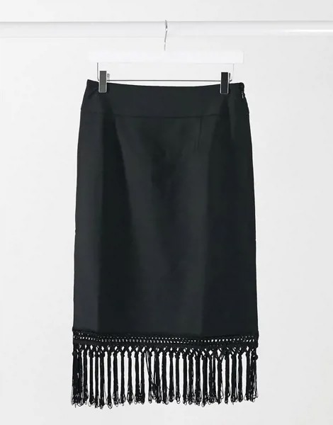 Черная мини-юбка от комплекта с кисточками 4th & Reckless-Черный цвет