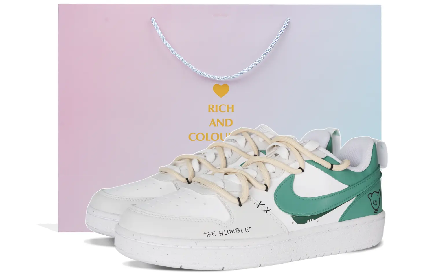 Кроссовки Nike Court Borough Skateboarding Shoes Women's Low-top White/green, зеленый