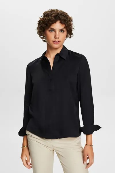 Атласная рубашка свободного кроя Esprit, черный