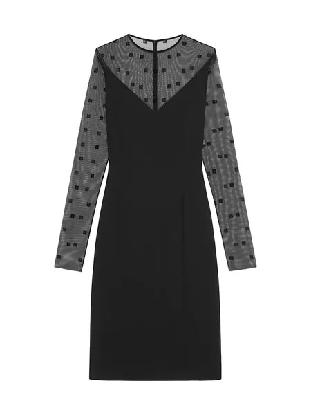 Платье из двух материалов с узором 4G Givenchy, черный