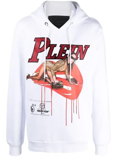 Худи с графичным принтом Philipp Plein, белый
